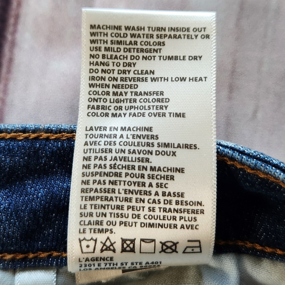 NWT L'Agence "High Line Skinny" Jeans Classic Vintage Stripe Destruct Blue 27 - Picture 11 of 14